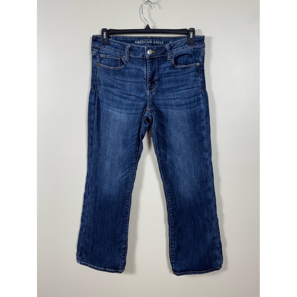 American Eagle Skinny Kick Jeans Size 14 Dark Wash Capsule Essential Boot Cut